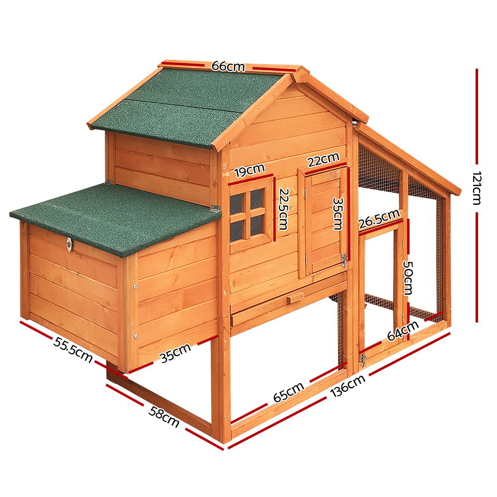 171cm Wide Wooden Chicken Coop - PET GT WOOD 2020 AB