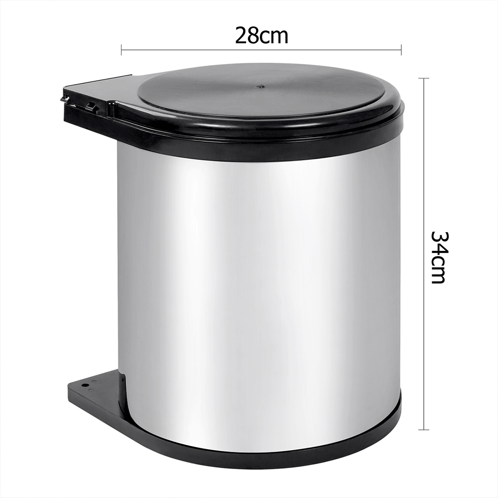 Kitchen Pull Out Stainless Steel Bin Silver