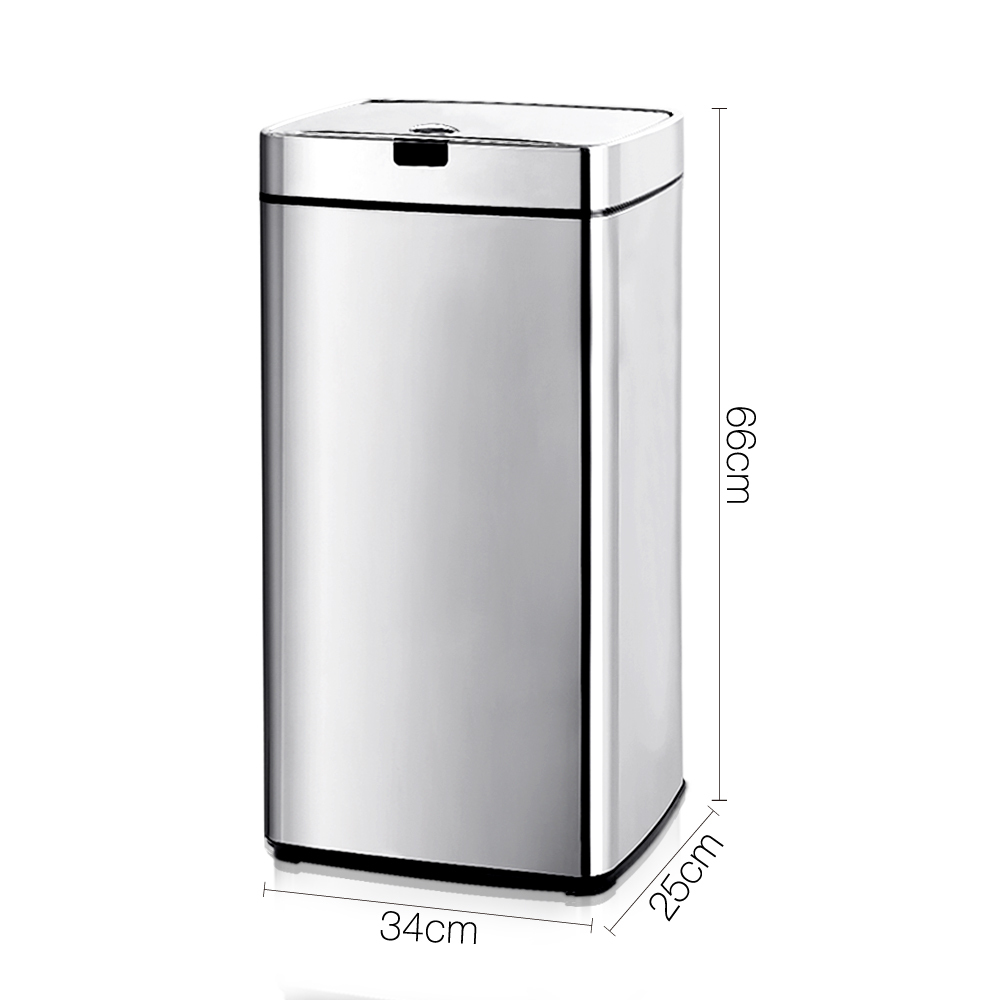 45L Motion Sensor Rubbish Bin Silver
