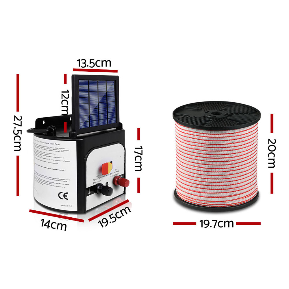 8km Solar Electric Fence Energiser Energizer Battery Charger Cattle Horse