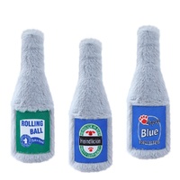 3 x Dog Puppy Fun Beer Bottle Soft Toy Dental Hygiene Chew Play Toy