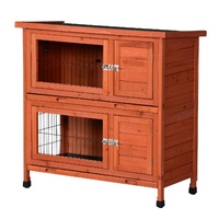 YES4PETS Large Double Storey Rabbit Hutch Guinea Pig Ferret Cage Brown 915 X 450 X 908MM