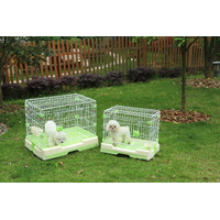 YES4PETS Small Green Pet Rabbit Cage Guinea Pig Crate Kennel With Potty Tray And Wheel 63x43x58cm
