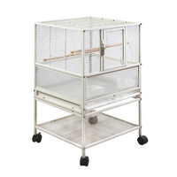 YES4PETS White Bird Transport Budgie Cage Parrot Aviary Carrier With Stand & Wheels