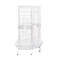 YES4PETS 161 cm XL Corner Bird Cage Pet Parrot Aviary Perch Castor Wheel Stand White