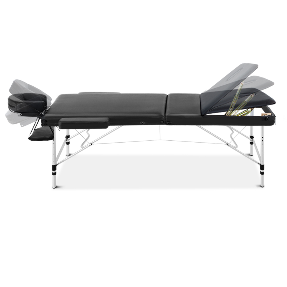 Zenses 3 Fold Portable Aluminium Massage Table Black