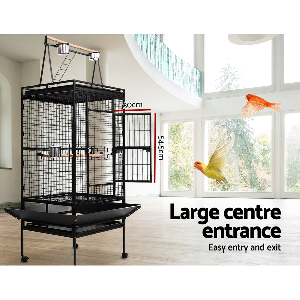 Pet Bird Cage with Perch Black