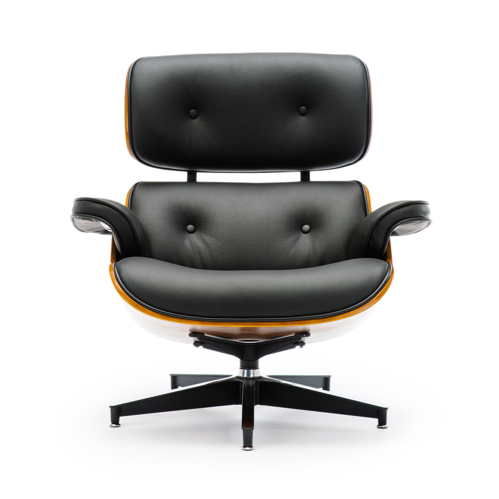 Replica Eames Lounge Chair & Ottoman Black PU Leather / Walnut Wood