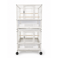 YES4PETS 110 CM High White Bird Transport Budgie Cage Parrot Aviary Carrier with Wheels