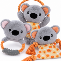 3 x Koala Plush Rope Dog Toys Squeaky Tugger Assorted Set