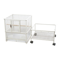 YES4PETS White Bird Transport Budgie Cage Parrot Aviary Carrier With Stand & Wheels