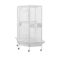 YES4PETS White 161 cm XL Corner Bird Cage Pet Parrot Aviary Perch Castor Wheel Stand With Cover