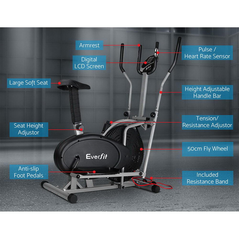 everfit exercise bike elliptical cross trainer