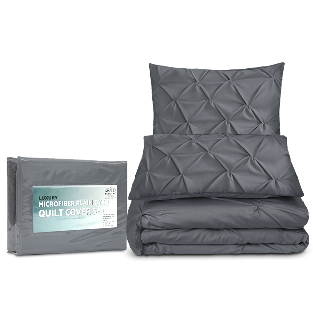 Giselle Bedding Super King Quilt Cover Set Charcoal