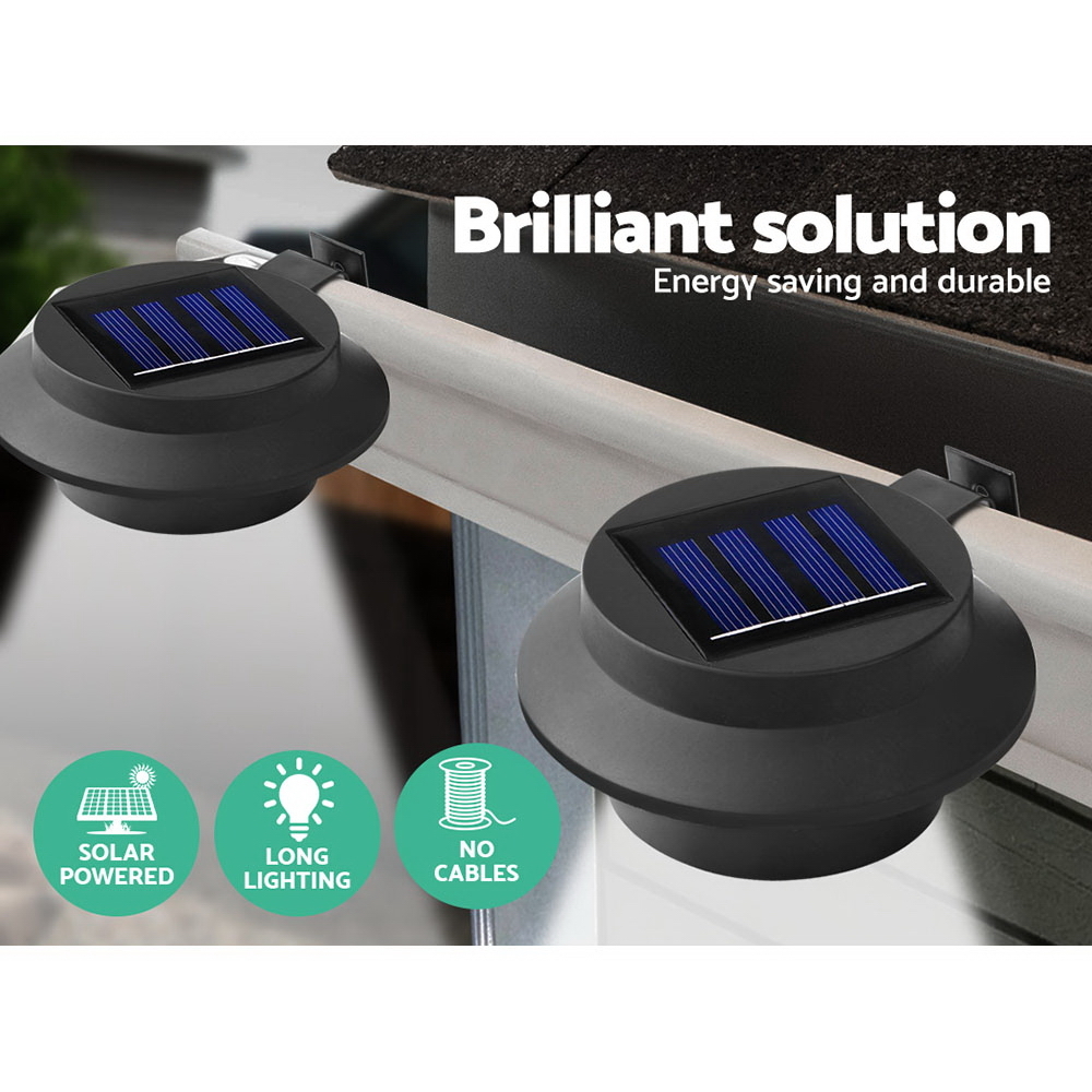 Set of 8 Solar Powered Sensor Gutter LightsBlack