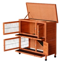 YES4PETS Large Double Storey Rabbit Hutch Guinea Pig Ferret Cage Brown 915 X 450 X 908MM