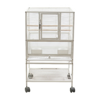 YES4PETS White Bird Transport Budgie Cage Parrot Aviary Carrier With Stand & Wheels