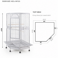 YES4PETS White 161 cm XL Corner Bird Cage Pet Parrot Aviary Perch Castor Wheel Stand With Cover