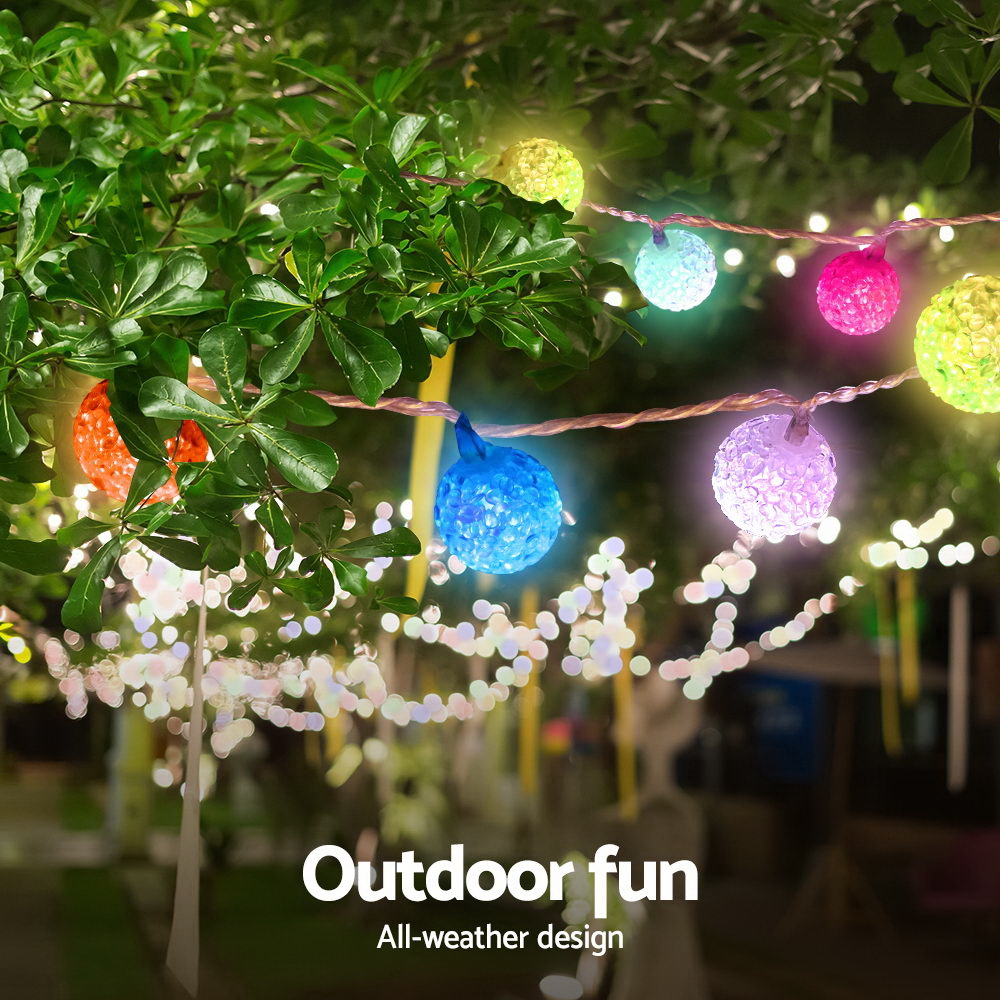 Jingle Jollys 12.5M Christmas Snowball String Lights Multi Colour