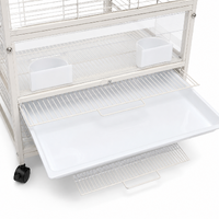 YES4PETS 110 CM High White Bird Transport Budgie Cage Parrot Aviary Carrier with Wheels