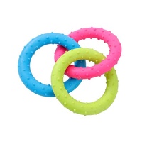 YES4PETS 5 x Small Dog Puppy Rubber Tri Rings Dental Hygiene Chew Play Toy