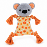 3 x Koala Plush Rope Dog Toys Squeaky Tugger Assorted Set
