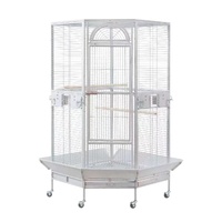 YES4PETS White 161 cm XL Corner Bird Cage Pet Parrot Aviary Perch Castor Wheel Stand With Cover