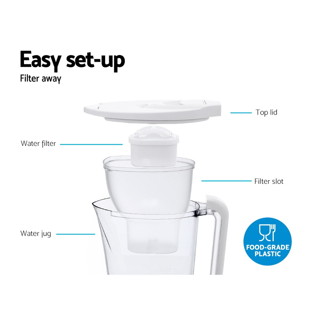 Devanti 3 5l Bench Top Water Filter Pitcher Purifier Jug Kettle
