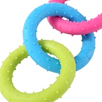 YES4PETS 5 x Small Dog Puppy Rubber Tri Rings Dental Hygiene Chew Play Toy