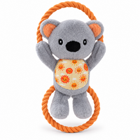 3 x Koala Plush Rope Dog Toys Squeaky Tugger Assorted Set