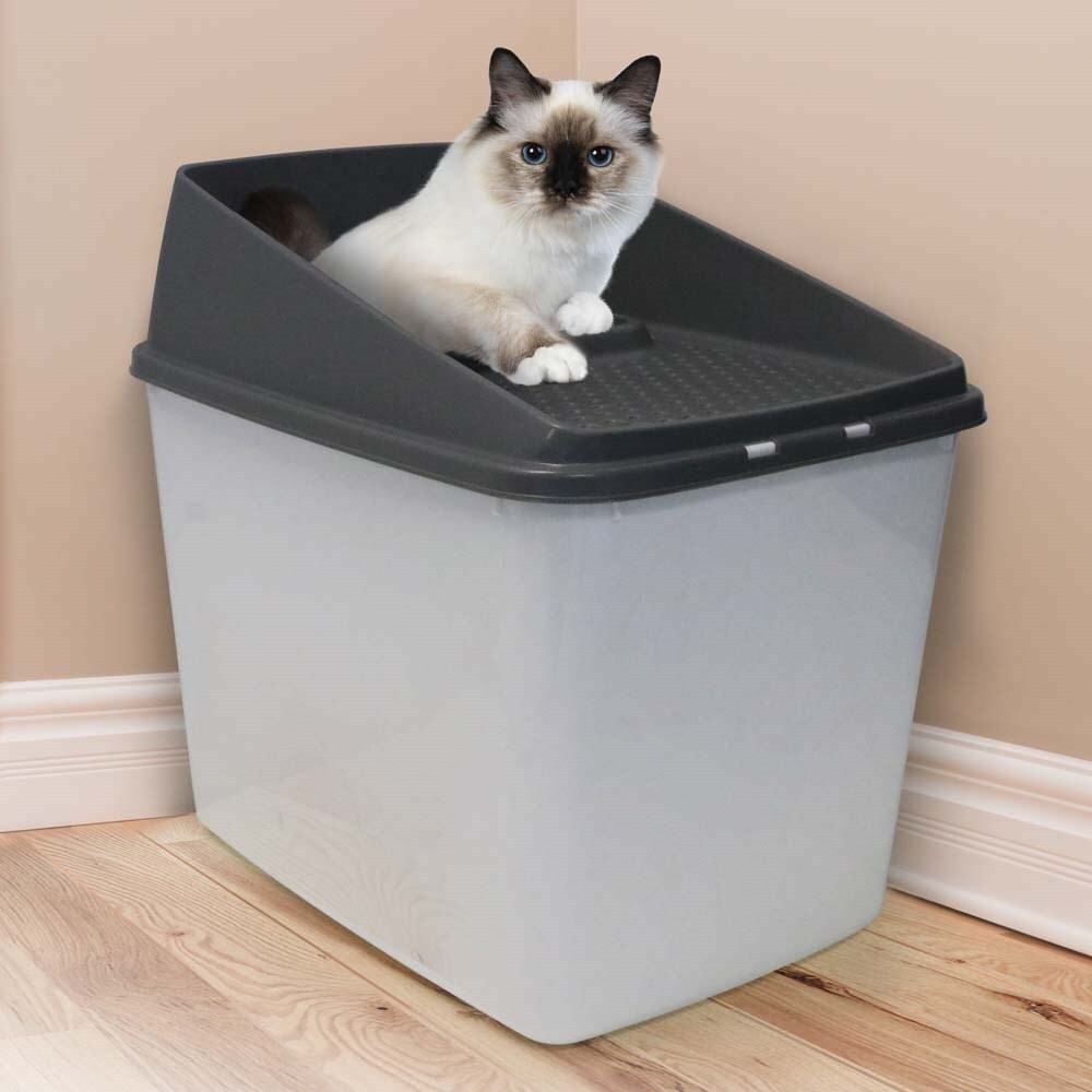 XL Top Entry Cat Litter Box All For Paws No Mess Large Enclosed Covered