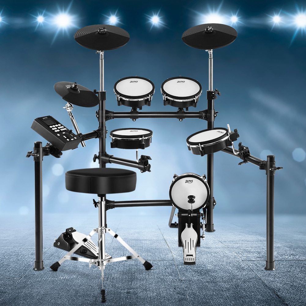 8 Piece Electric Electronic Drum Kit Mesh Drums Set Pad and Stool For