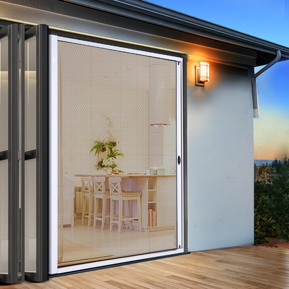 Instahut Retractable Fly Screen Flyscreen Door Mesh Sliding 1.2m x 2.1m White