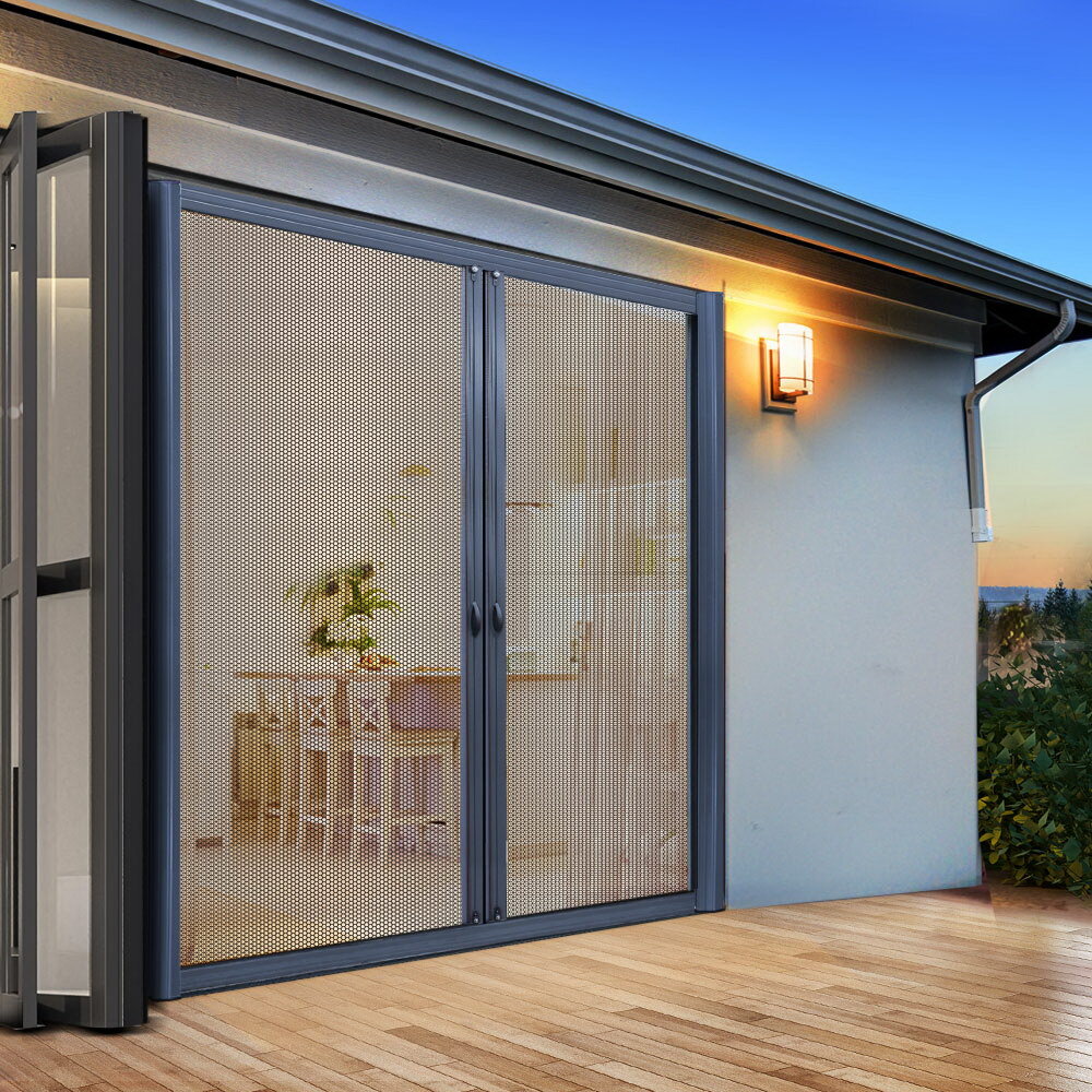 Instahut Retractable Fly Screen Flyscreen Door Mesh Sliding 1.8m x 2.1m Grey