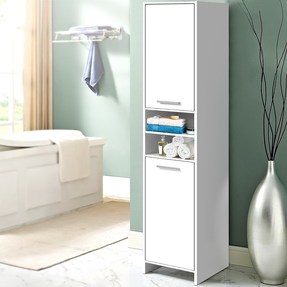 Artiss 185cm Bathroom Tallboy Toilet Storage Laundry Cupboard Adjustable Shelf White