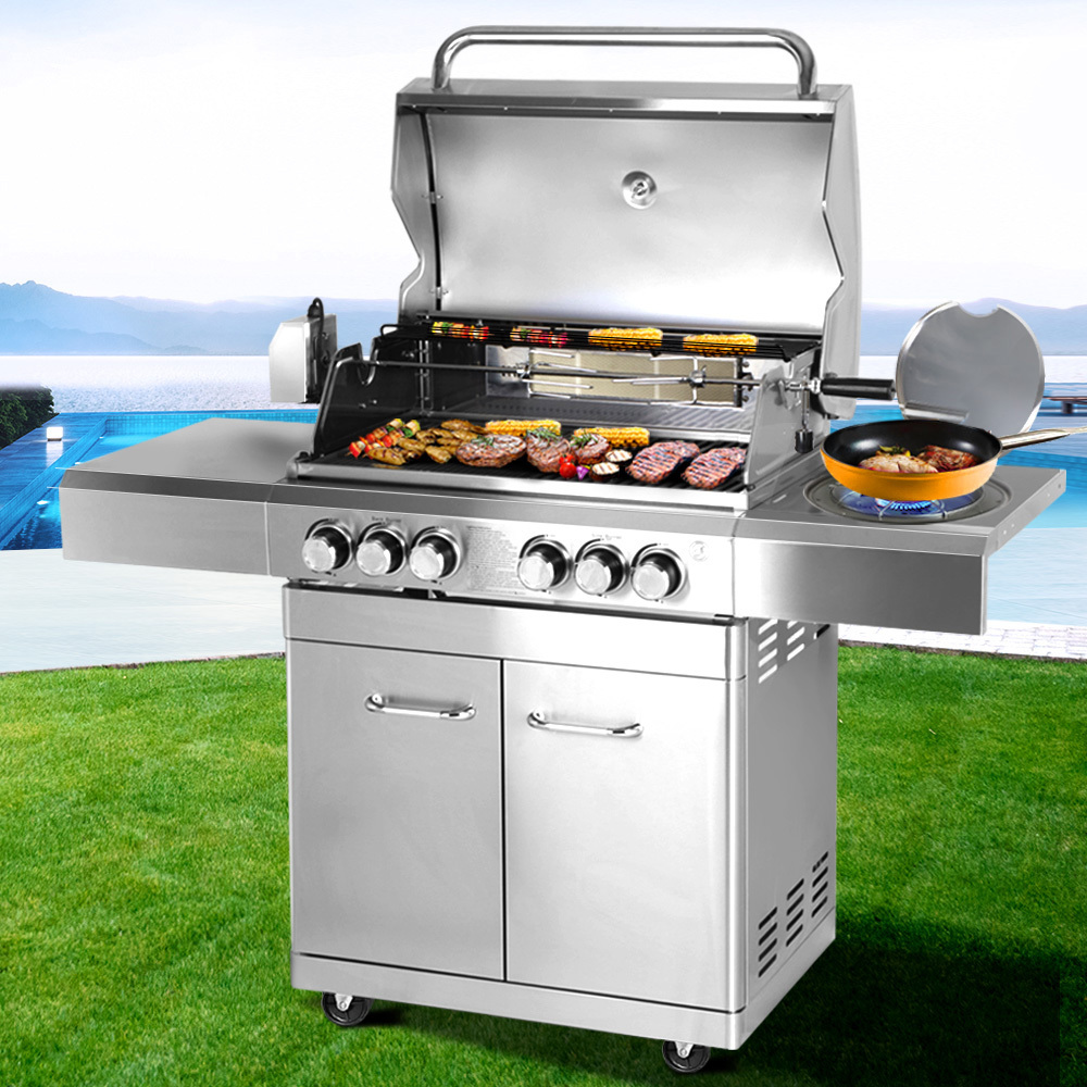 Stainless Steel 6 Burner Gas BBQ