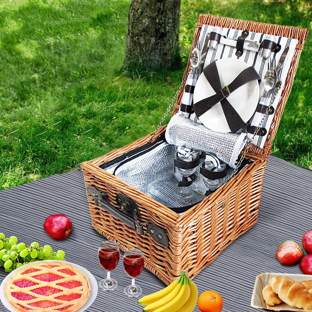 Alfresco 2 Person Picnic Basket Set Baskets Vintage Outdoor Insulated