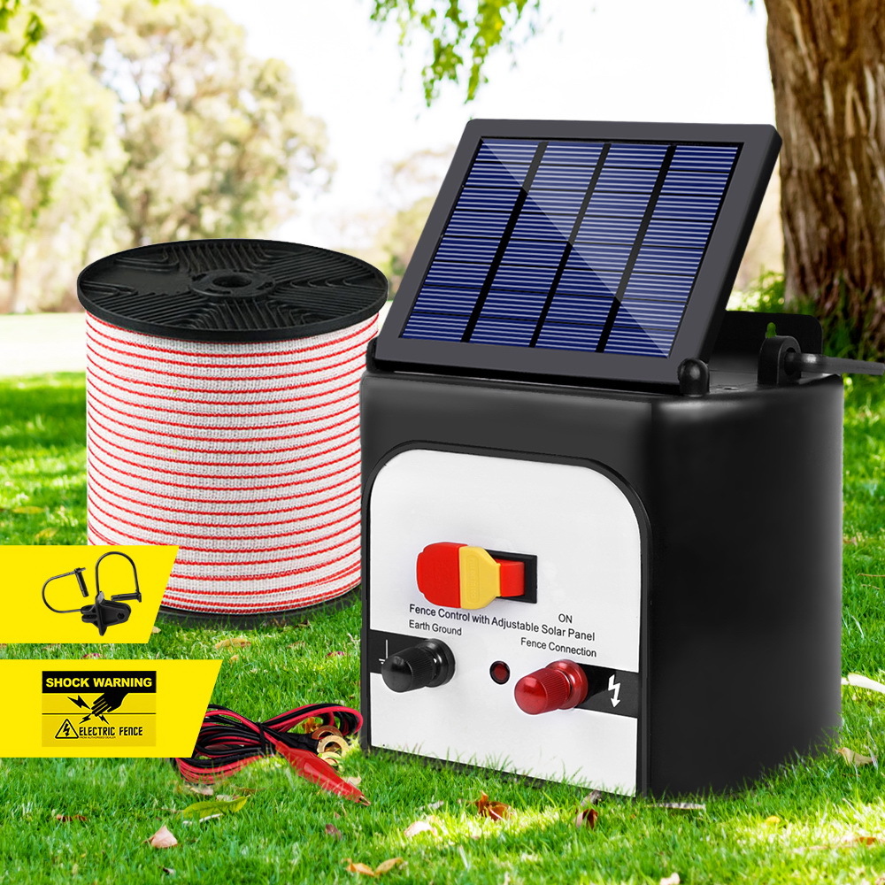 8km Solar Electric Fence Energiser Energizer Battery Charger Cattle Horse