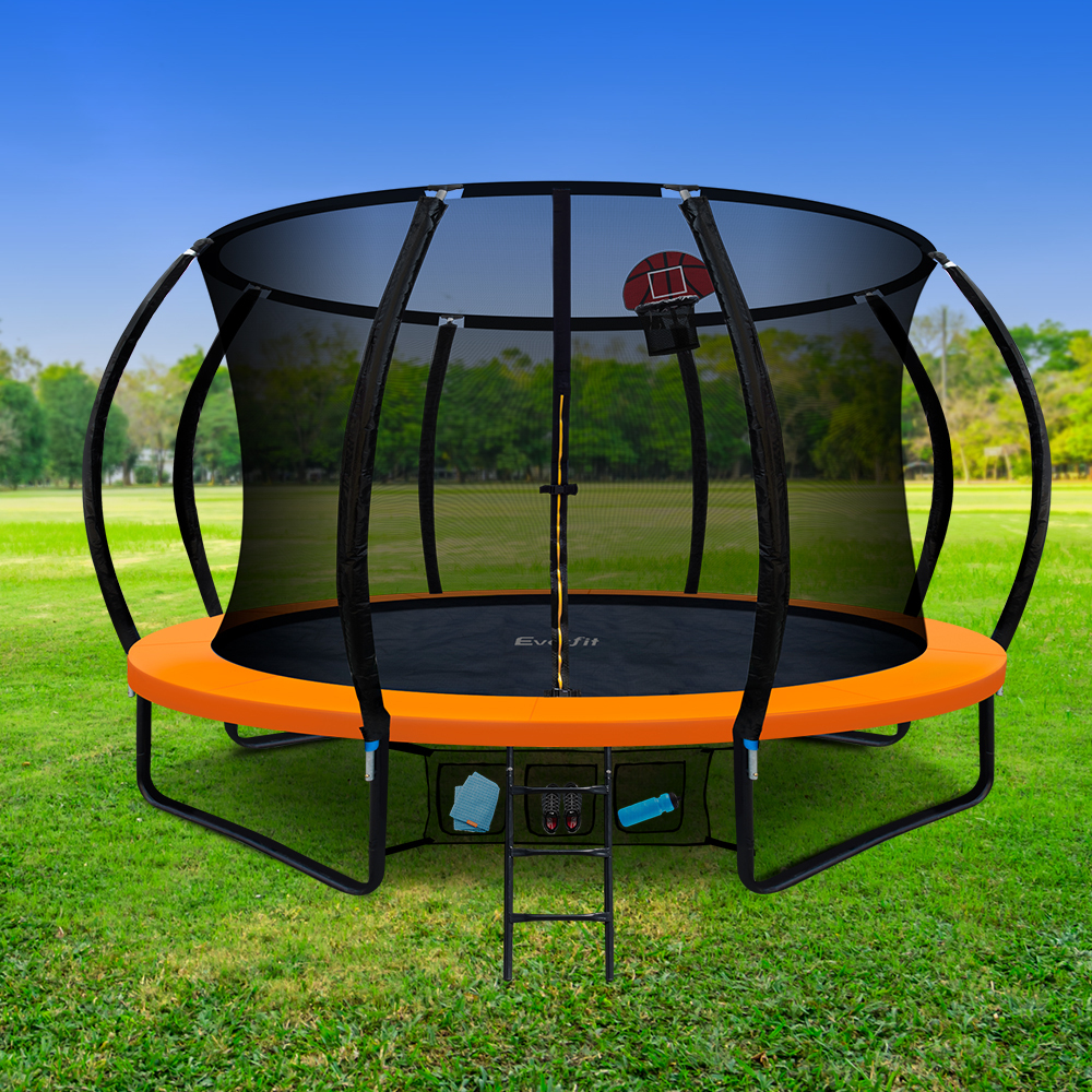 Everfit 10FT Trampoline With Basketball Hoop Orange