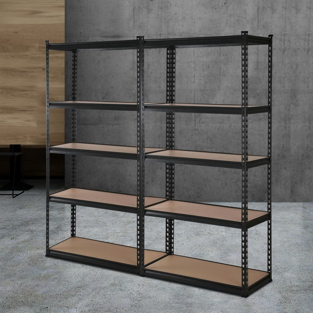 Giantz 5 Tier Industrial Shelving Unit Set of 2 Black