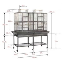 YES4PETS XL 184 cm Bird Cage Pet Parrot Aviary  Perch Castor Wheel Removable Divider