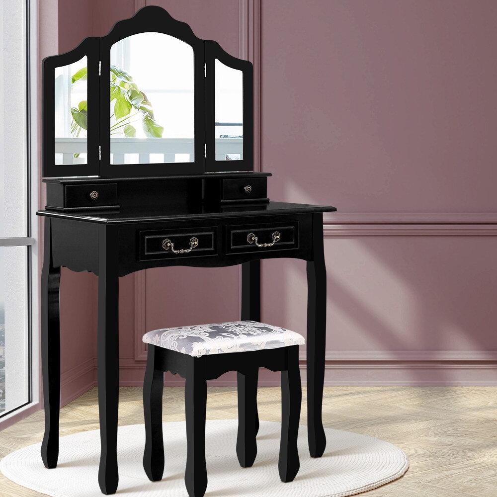 Artiss Dressing Table with Mirror Black