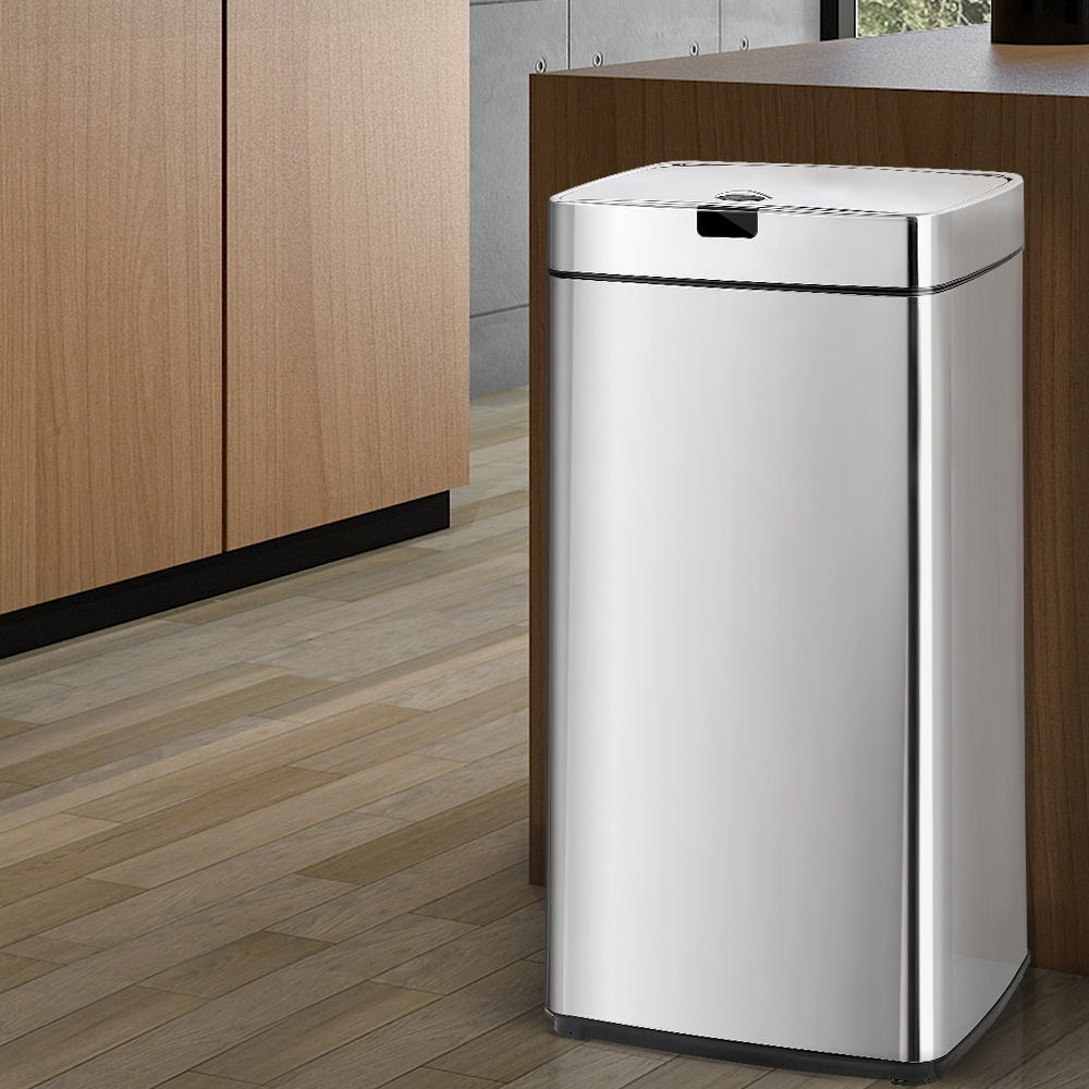 45L Motion Sensor Rubbish Bin Silver