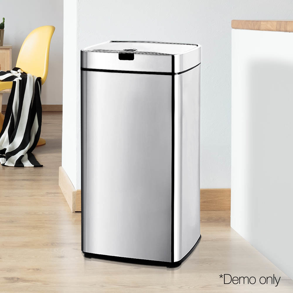 45L Motion Sensor Rubbish Bin Silver