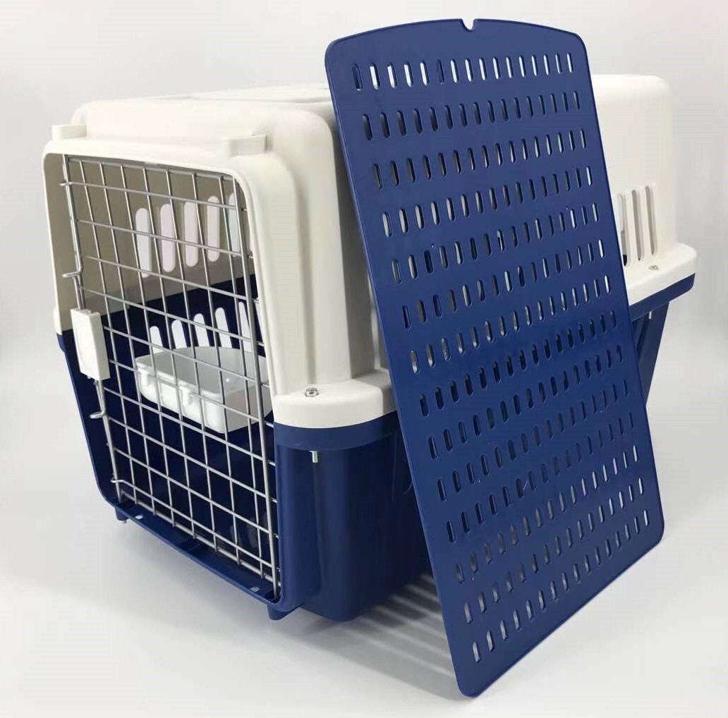 Large Dog Cat Crate Pet Carrier Airline Rabbit Cage With Tray And Bowl