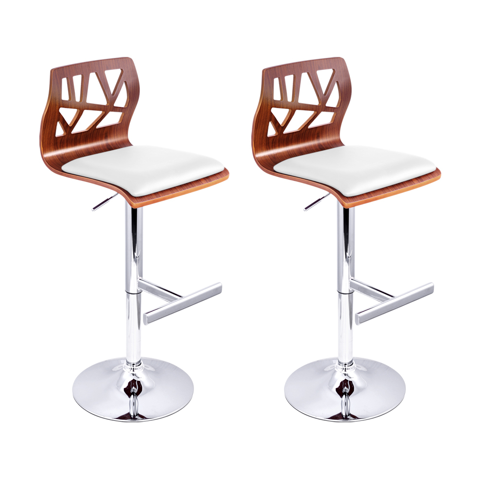 Artiss Set of 2 Wooden Gas Lift Bar Stools White
