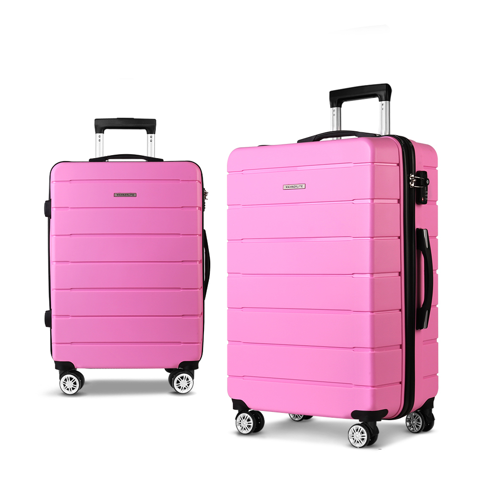 Wanderlite 2PC Luggage Suitcase Trolley Pink