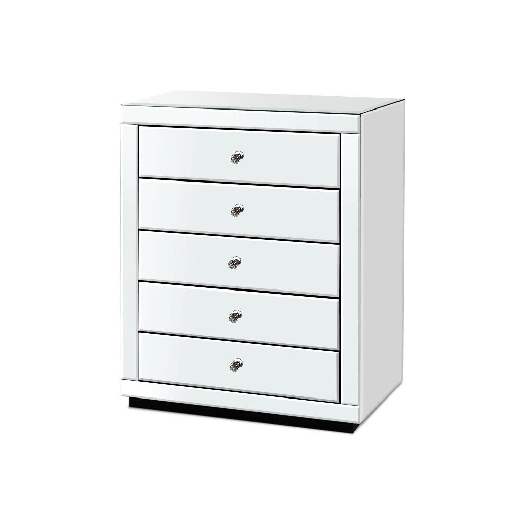 Artiss Chest of Drawers Mirrored Tallboy 5 Drawers Dresser Table