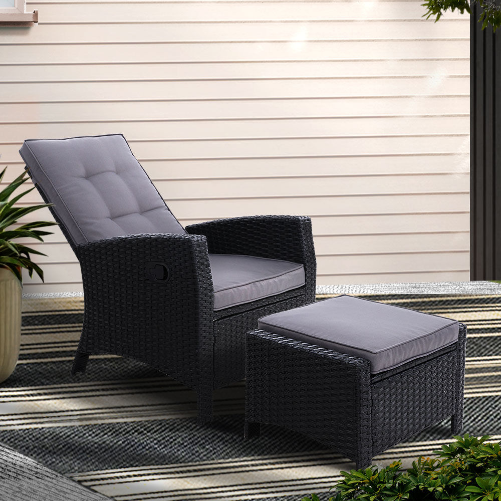 black rattan lounge chair