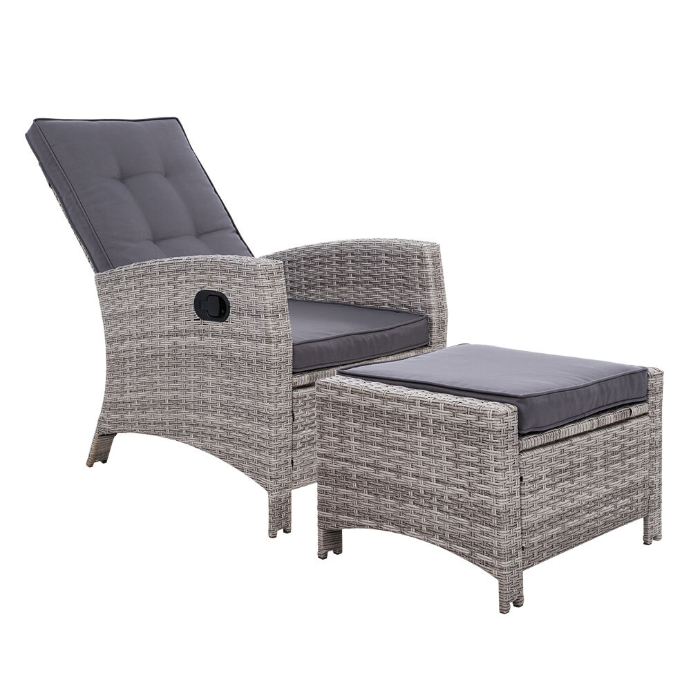 Gardeon Recliner Chair Sun lounge Wicker Outdoor Furniture Patio Garden